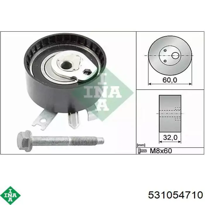 Rolo de reguladora de tensão da correia do mecanismo de distribuição de gás INA 531054710 preço, a partir de 31,74 USD