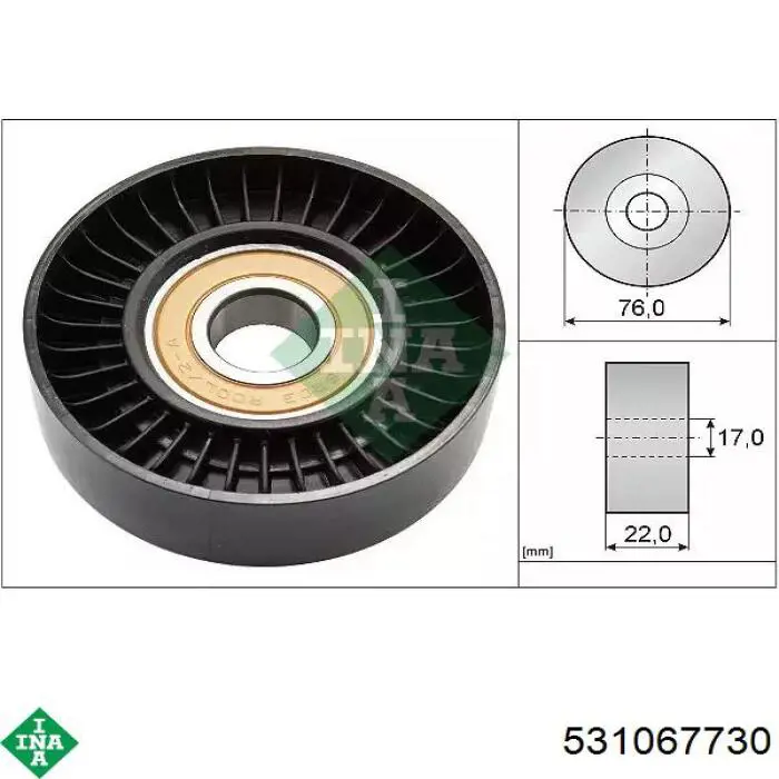 Rolo de reguladora de tensão da correia de transmissão INA 531067730 preço, a partir de 14,21 USD