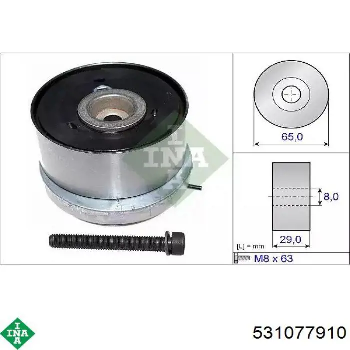 Rolo de reguladora de tensão da correia do mecanismo de distribuição de gás INA 531077910 preço, a partir de 61,26 USD