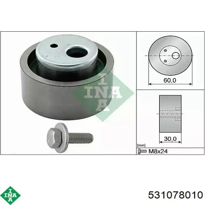 Rolo de reguladora de tensão da correia do mecanismo de distribuição de gás INA 531078010 preço, a partir de 24,85 USD