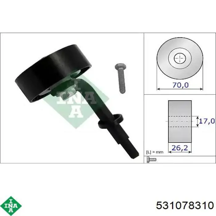 Rolo de reguladora de tensão da correia de transmissão INA 531078310 preço, a partir de 35,46 USD