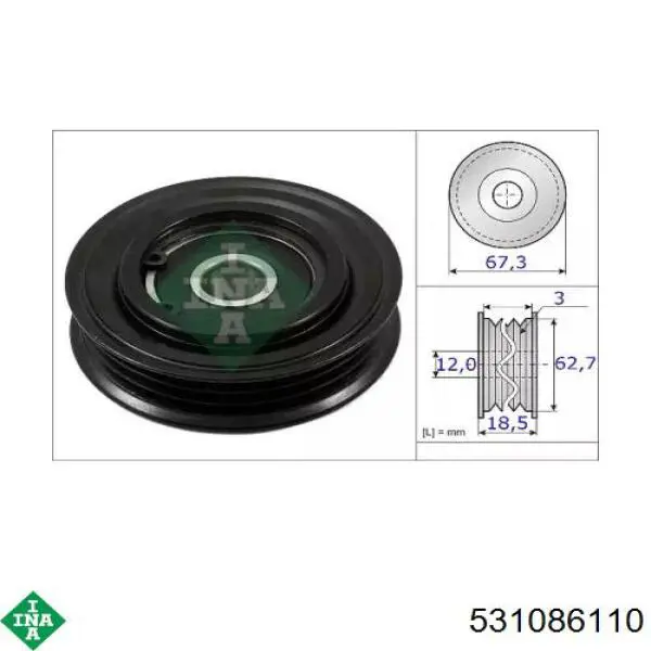 Rolo de reguladora de tensão da correia de transmissão INA 531086110 preço, a partir de 36,26 USD