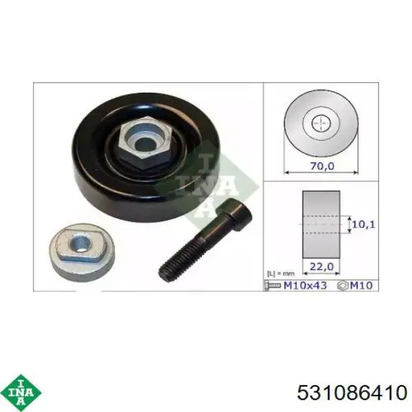 Rolo de reguladora de tensão da correia de transmissão INA 531086410 preço, a partir de 35,35 USD