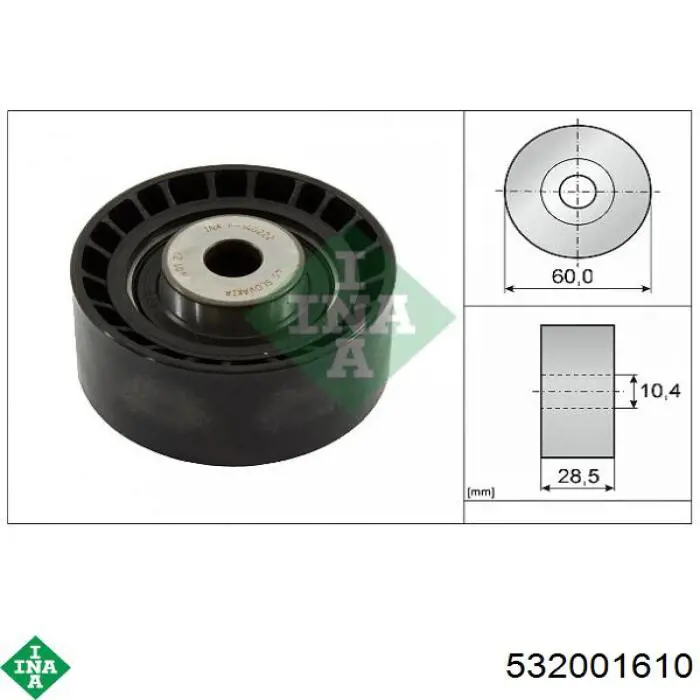 Rolo parasita da correia do mecanismo de distribuição de gás INA 532001610 preço, a partir de 18,56 USD