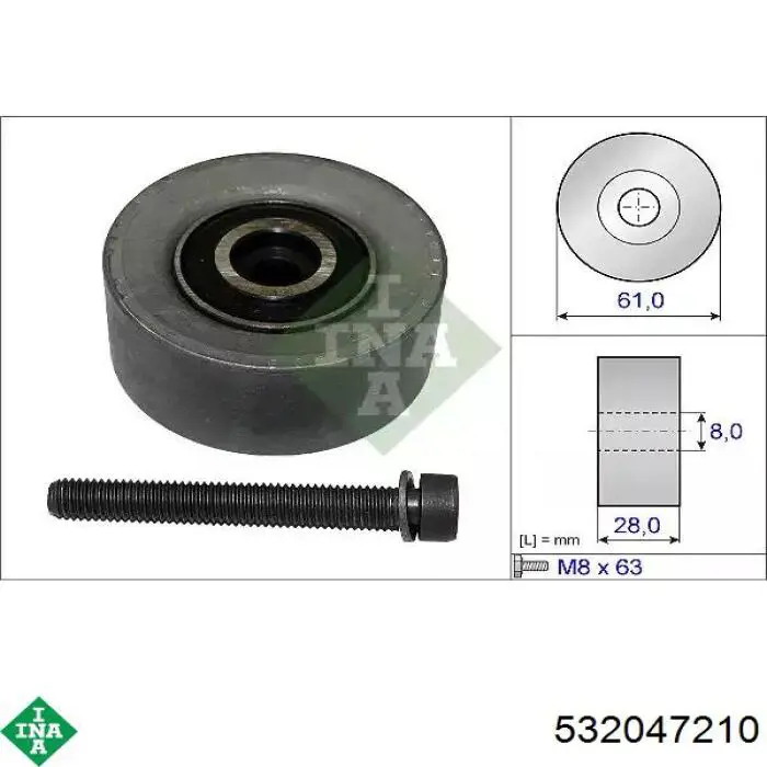 Rolo parasita da correia do mecanismo de distribuição de gás INA 532047210 preço, a partir de 29,85 USD