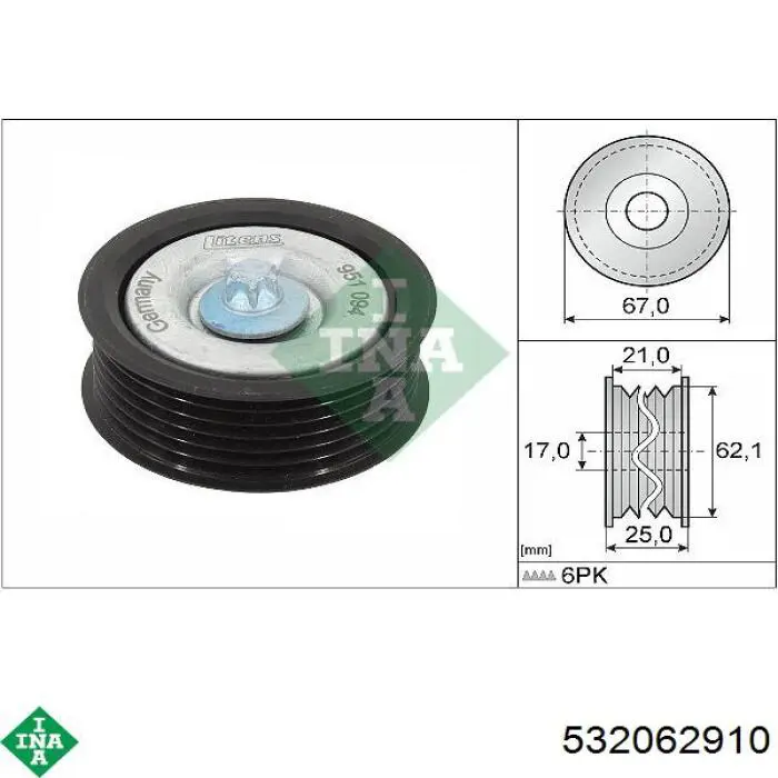 Rolo parasita da correia de transmissão INA 532062910 preço, a partir de 18,32 USD