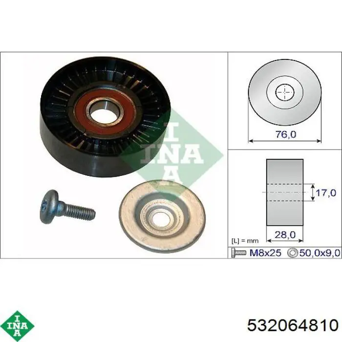 Rolo parasita da correia de transmissão INA 532064810 preço, a partir de 20,82 USD