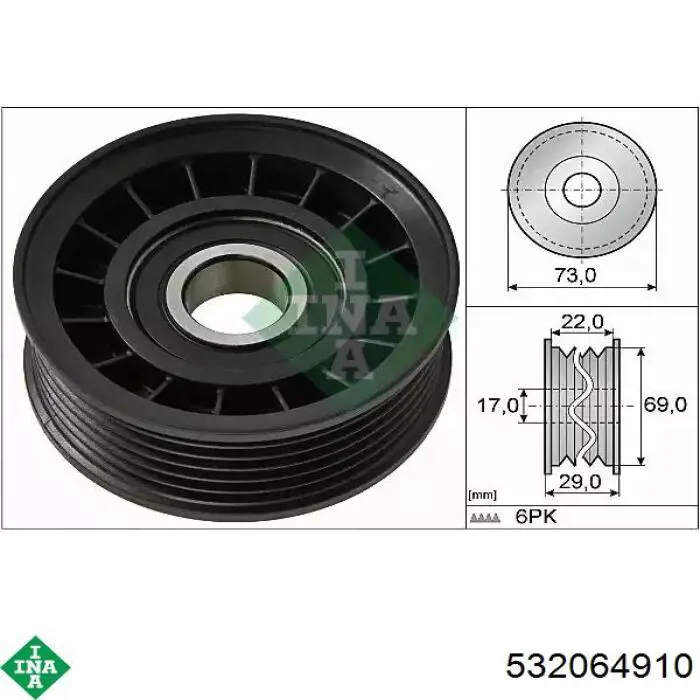Rolo parasita da correia de transmissão INA 532064910 preço, a partir de 18,35 USD