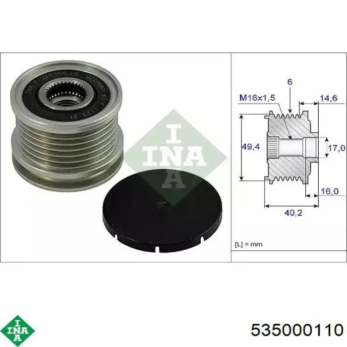 Polia do gerador INA 535000110 preço, a partir de 46,04 USD