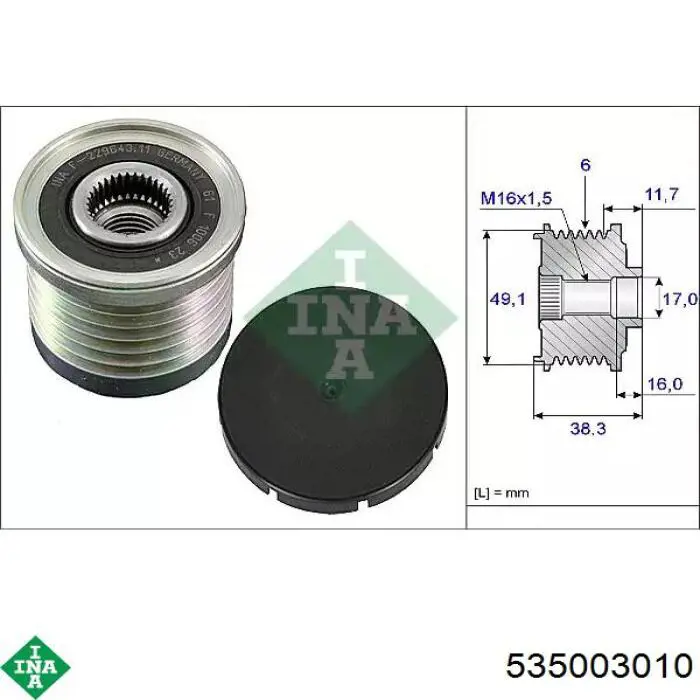 Polia do gerador INA 535003010 preço, a partir de 36,54 USD