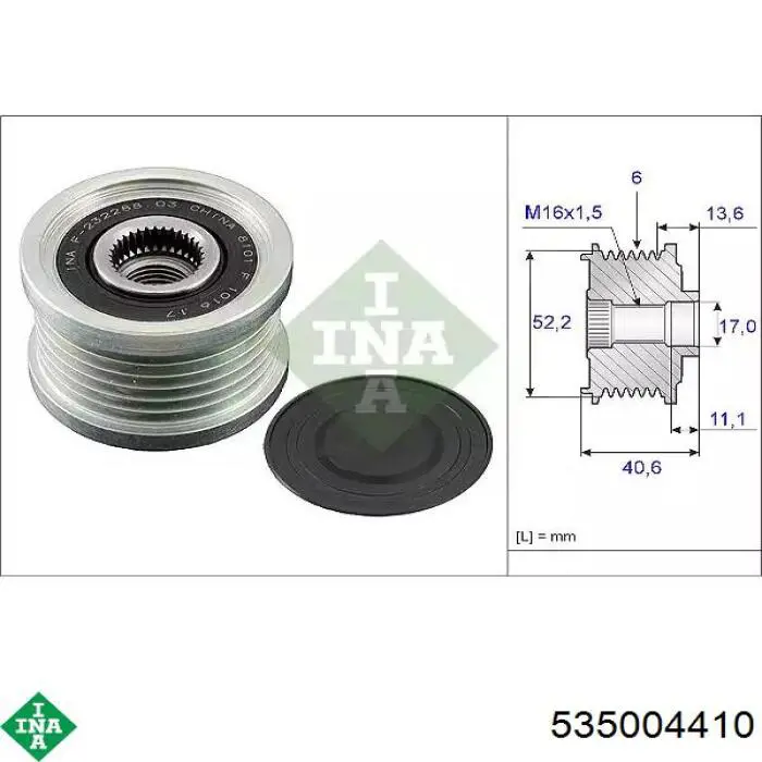 Polia do gerador INA 535004410 preço, a partir de 33,16 USD
