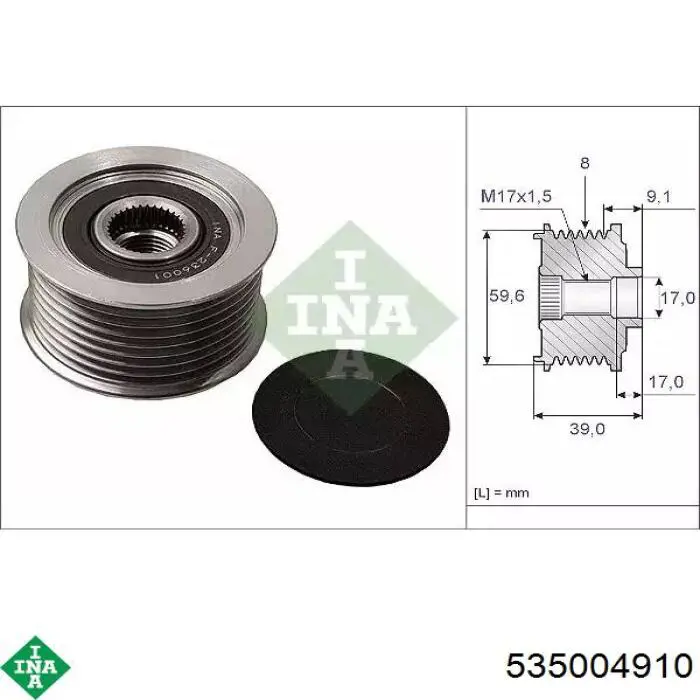 Polia do gerador INA 535004910 preço, a partir de 46,93 USD