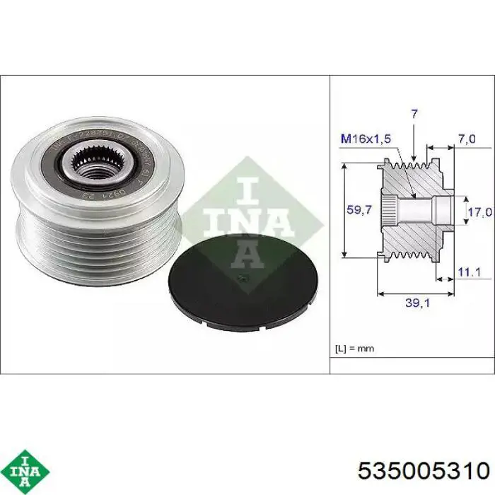 Polia do gerador INA 535005310 preço, a partir de 51,22 USD