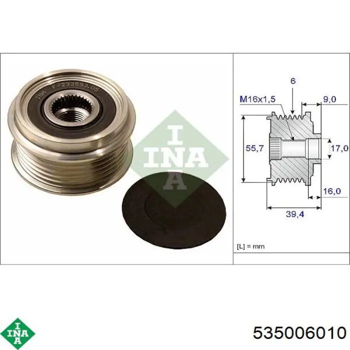 Polia do gerador INA 535006010 preço, a partir de 30,38 USD