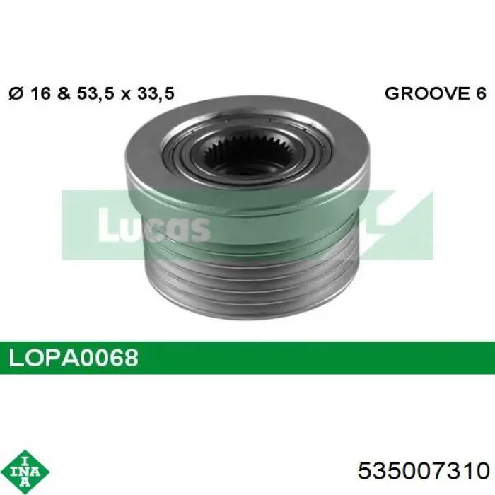 Polia do gerador INA 535007310 preço, a partir de 35,69 USD