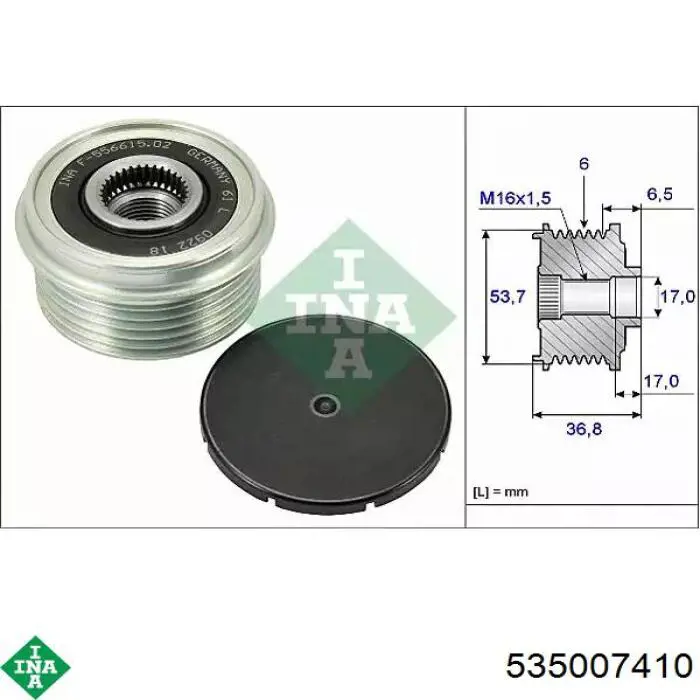 Polia do gerador INA 535007410 preço, a partir de 41,71 USD