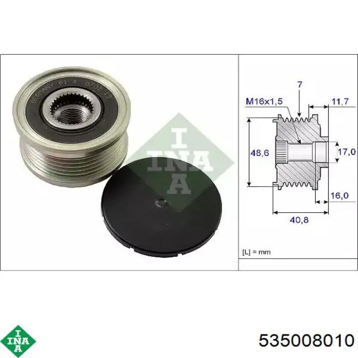 Polia do gerador INA 535008010 preço, a partir de 38,48 USD