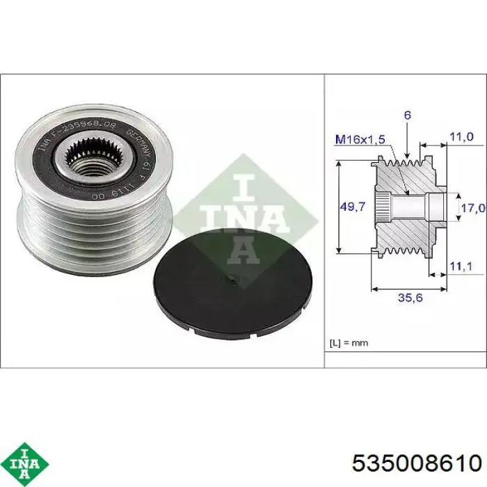 Polia do gerador INA 535008610 preço, a partir de 36,92 USD