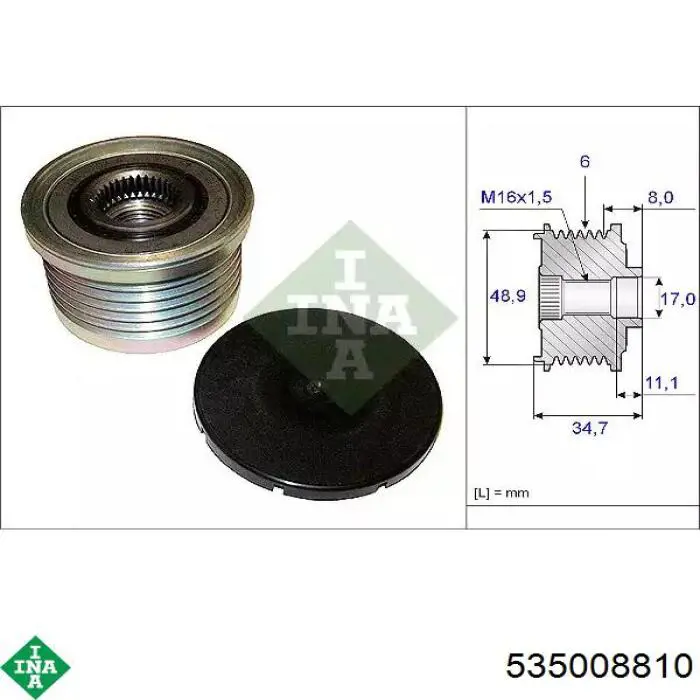 Polia do gerador INA 535008810 preço, a partir de 38,17 USD