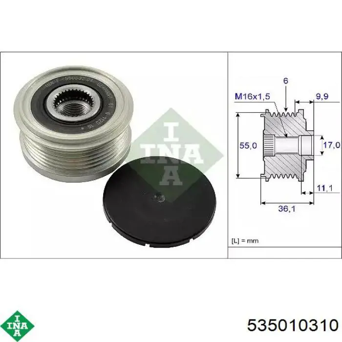 Polia do gerador INA 535010310 preço, a partir de 37,91 USD