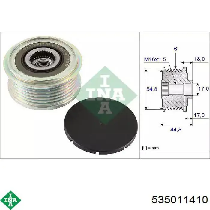 Polia do gerador INA 535011410 preço, a partir de 44,21 USD
