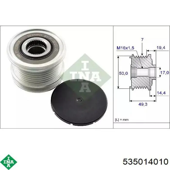 Polia do gerador INA 535014010 preço, a partir de 47,54 USD