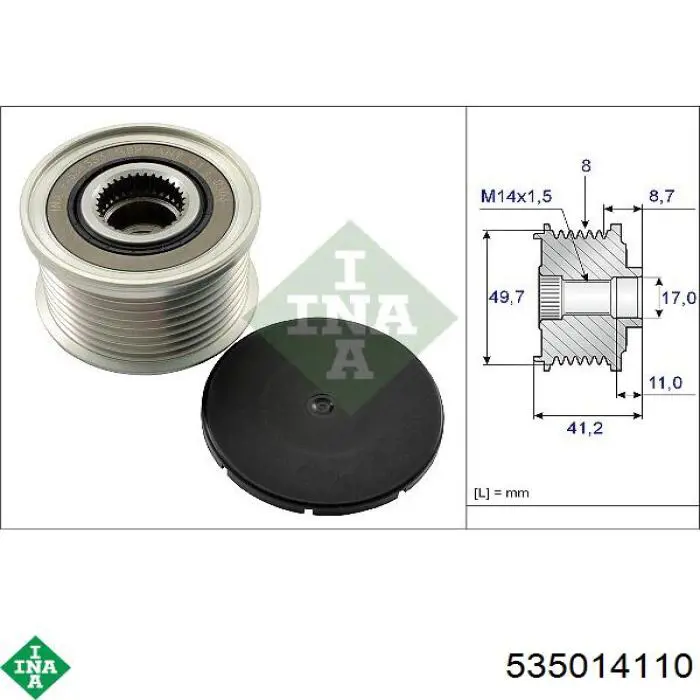 Polia do gerador INA 535014110 preço, a partir de 43,06 USD