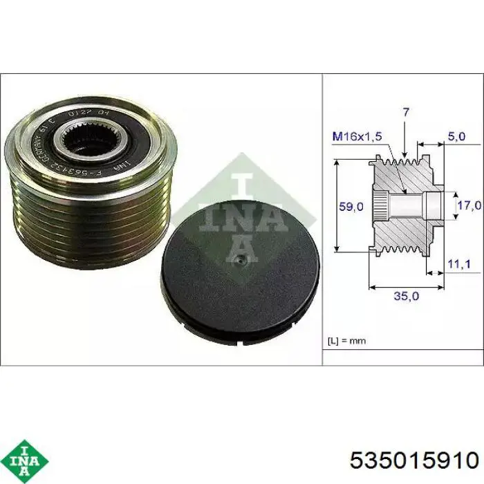 Polia do gerador INA 535015910 preço, a partir de 49,71 USD
