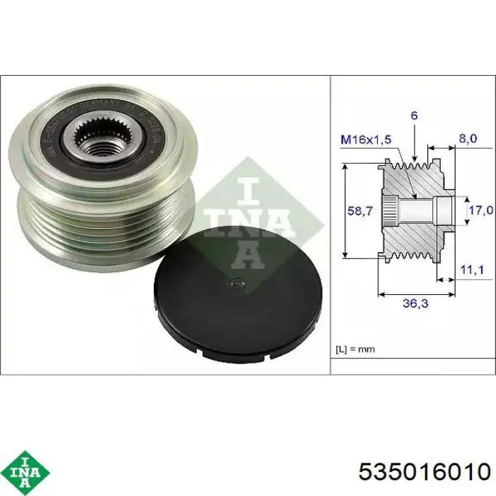 Polia do gerador INA 535016010 preço, a partir de 52,84 USD