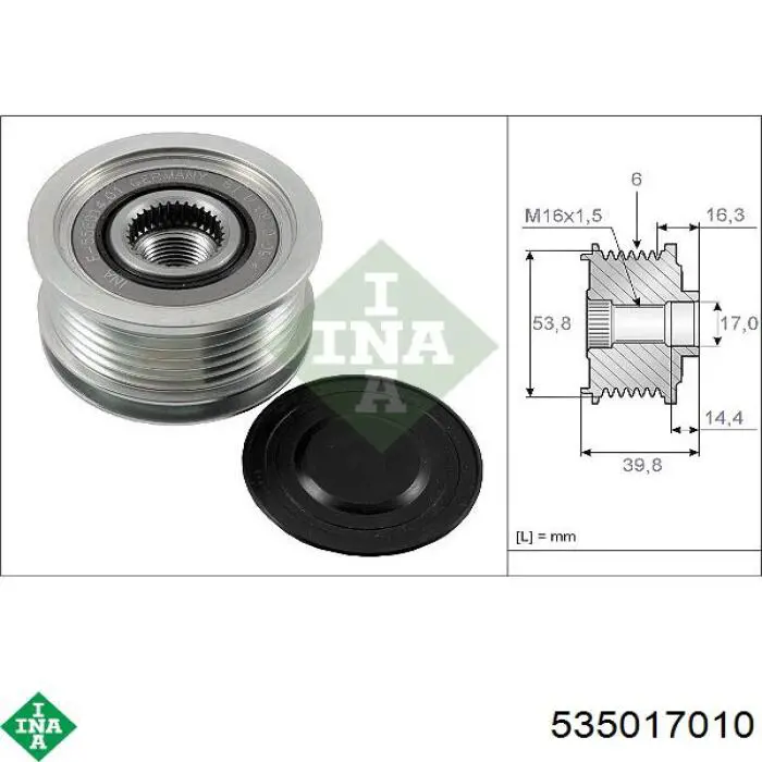 Polia do gerador INA 535017010 preço, a partir de 33,47 USD