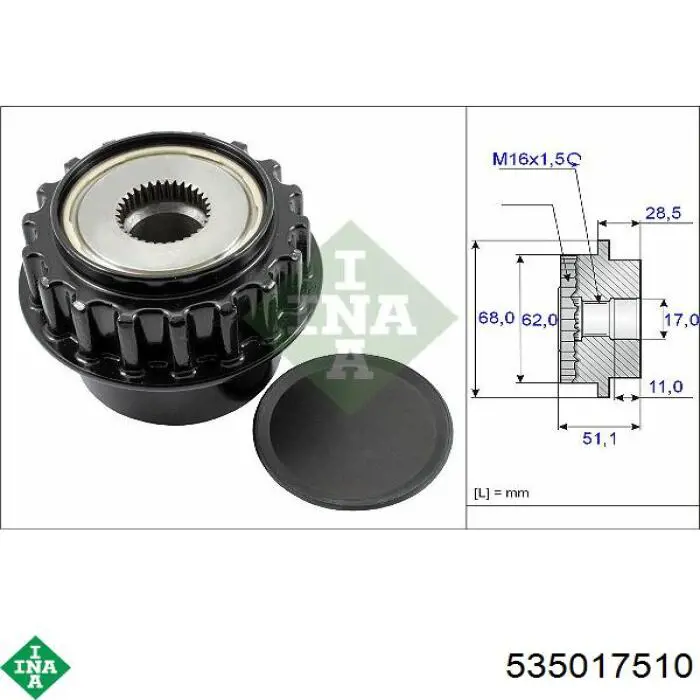 Polia do gerador INA 535017510 preço, a partir de 51,18 USD
