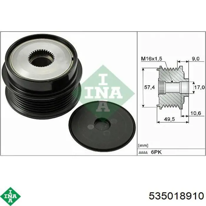 Polia do gerador INA 535018910 preço, a partir de 48,37 USD