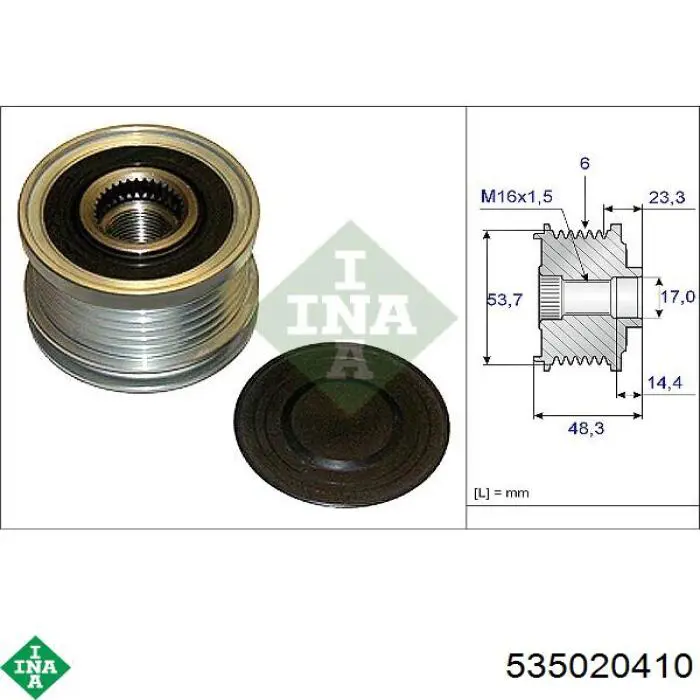 Polia do gerador INA 535020410 preço, a partir de 43,37 USD