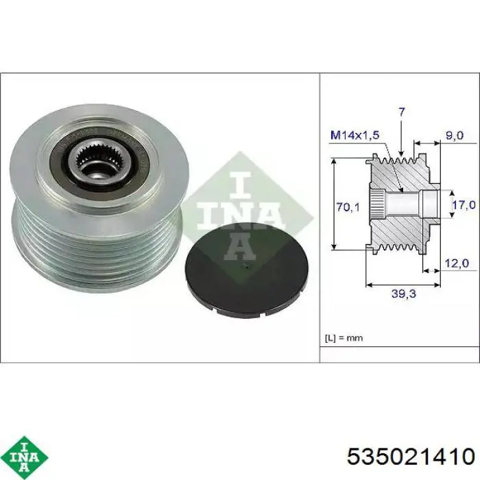 Polia do gerador INA 535021410 preço, a partir de 58,09 USD
