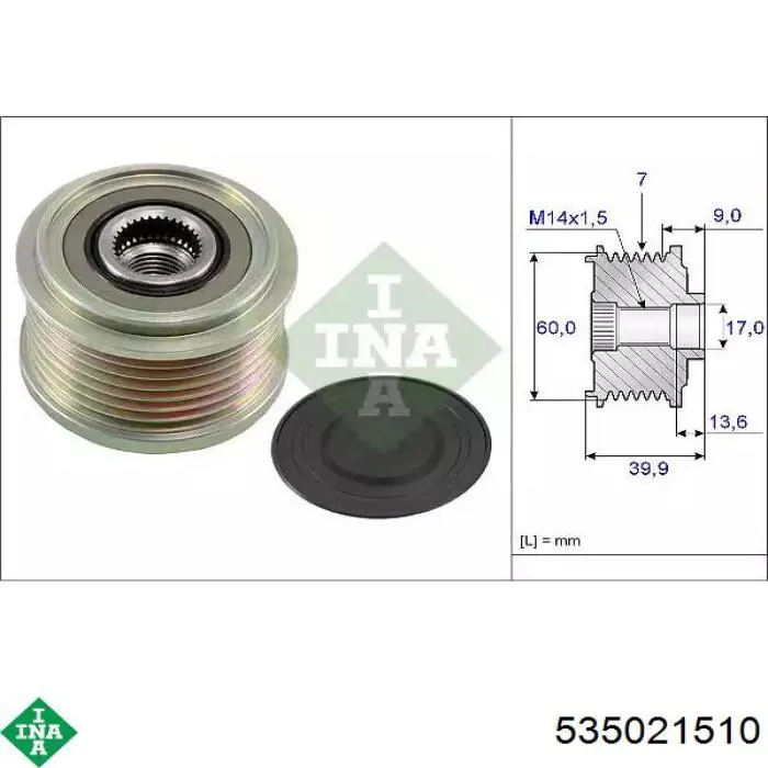 Polia do gerador INA 535021510 preço, a partir de 57,08 USD