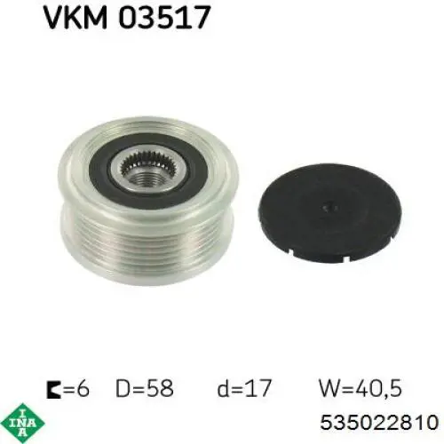 Polia do gerador INA 535022810 preço, a partir de 37,67 USD