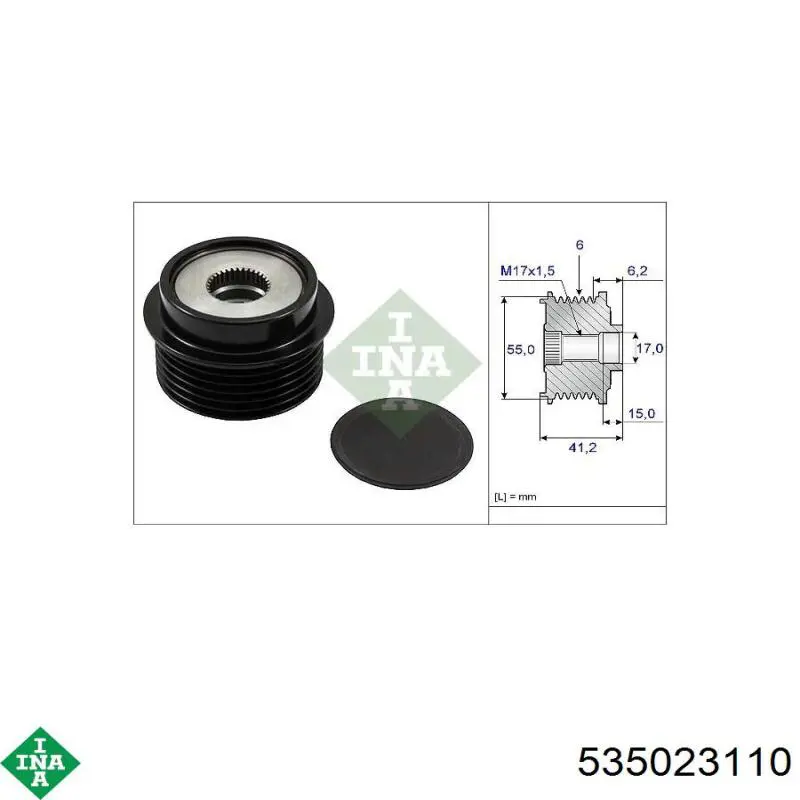Polia do gerador INA 535023110 preço, a partir de 55,74 USD