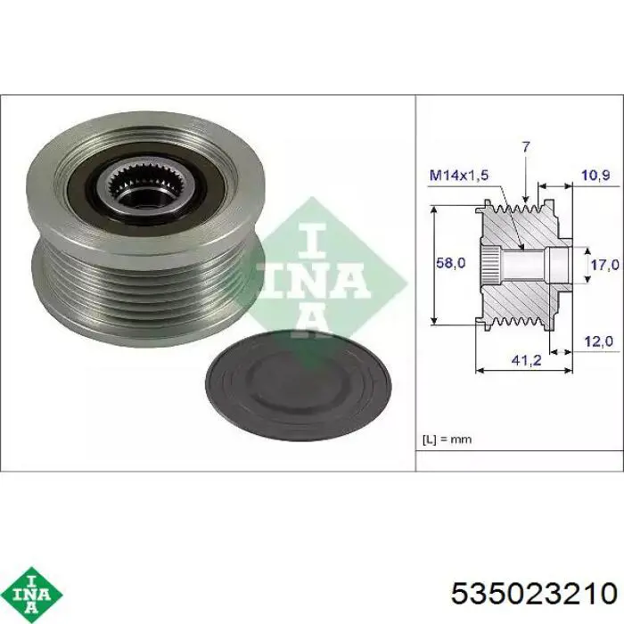 Polia do gerador INA 535023210 preço, a partir de 44,35 USD