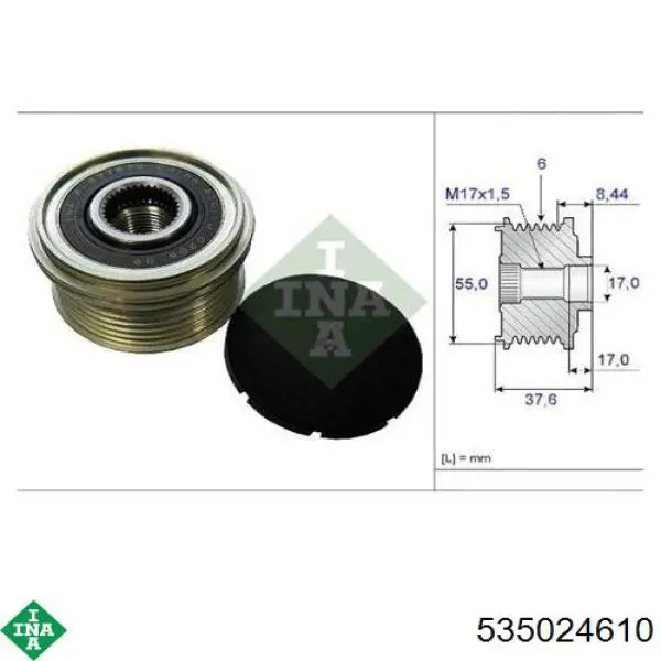 Polia do gerador INA 535024610 preço, a partir de 38,36 USD