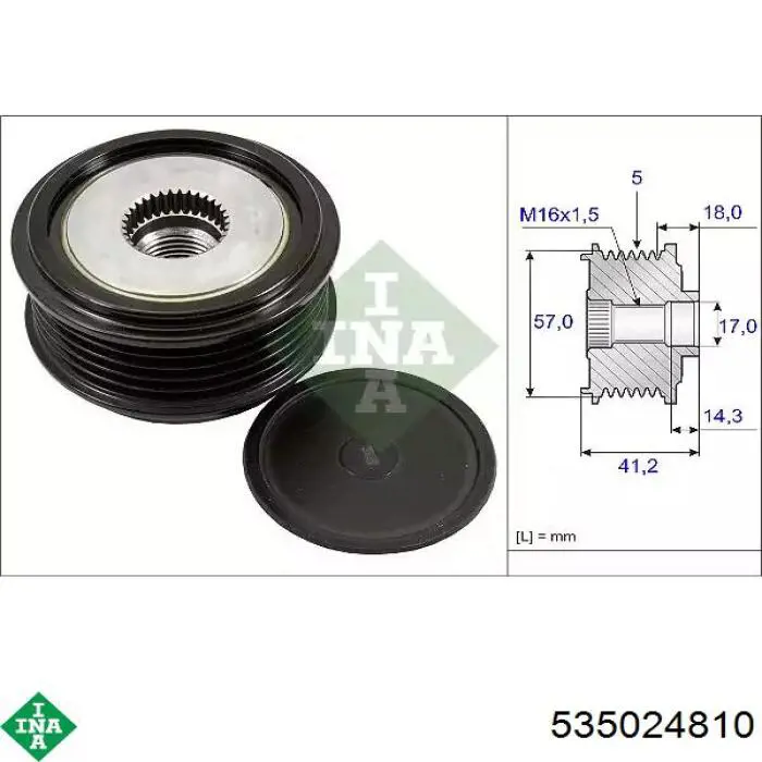 Polia do gerador INA 535024810 preço, a partir de 47,67 USD