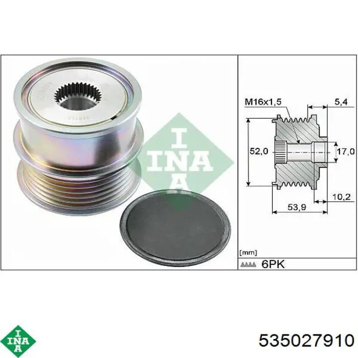 Polia do gerador INA 535027910 preço, a partir de 50,65 USD