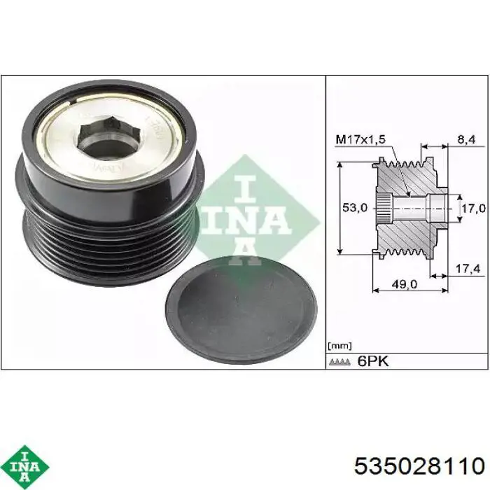 Polia do gerador INA 535028110 preço, a partir de 49,58 USD