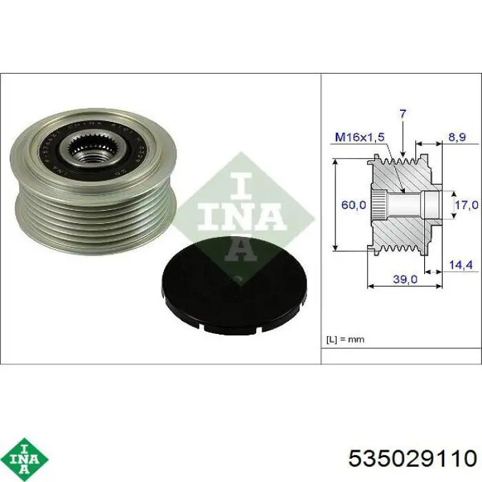 Polia do gerador INA 535029110 preço, a partir de 59,91 USD