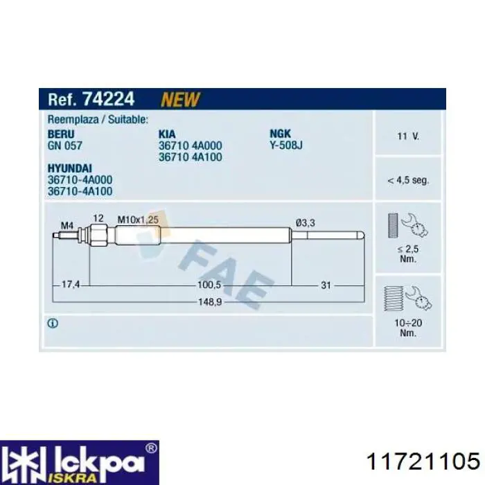 Compre 11721105 Iskra Vela de incandescência