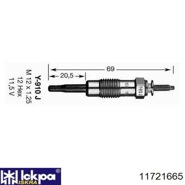 Vela de incandescência Iskra 11721665
