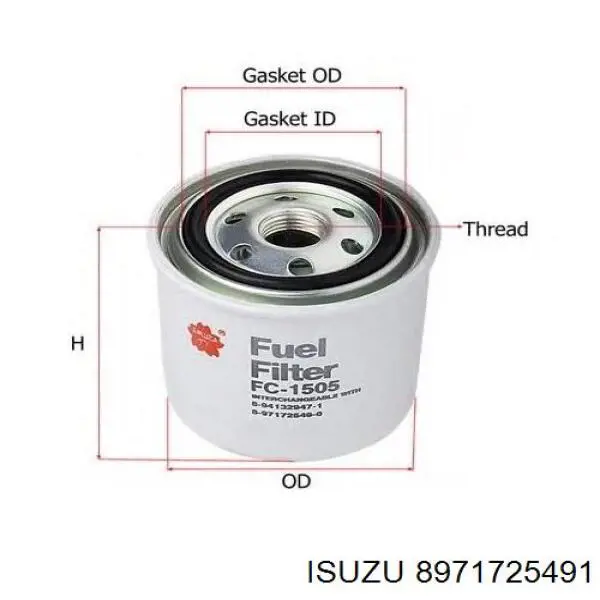 8971725491 Isuzu Filtro de combustível