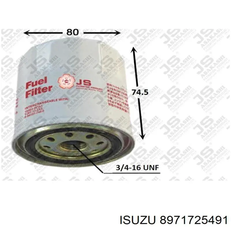 Filtro de combustível Isuzu 8971725491 preço, a partir de 7,64 USD