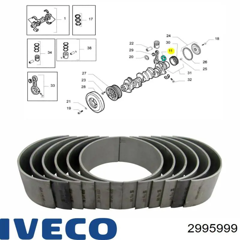 2995999 Iveco Folhas inseridas de cambota de biela, kit, padrão (STD)