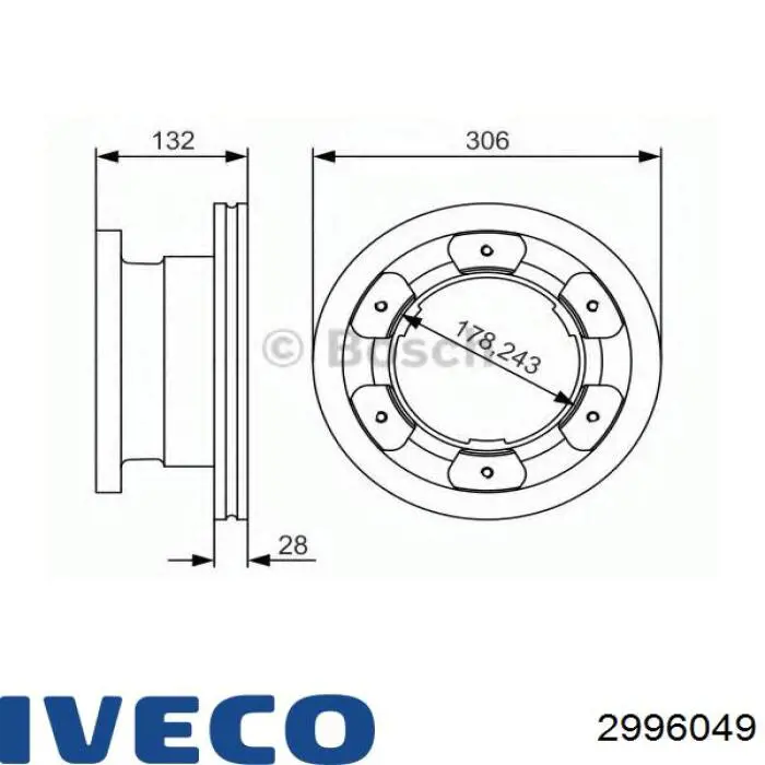 Disco do freio traseiro 2996049 Iveco