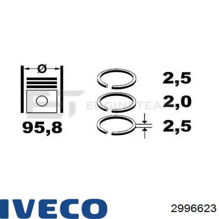 Compre 2996623 Iveco Anéis do pistão para 1 cilindro, STD.